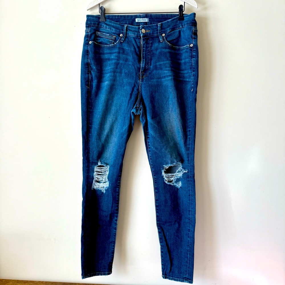 Good American Good Legs Jeans Womens Size 16 Distressed Denim